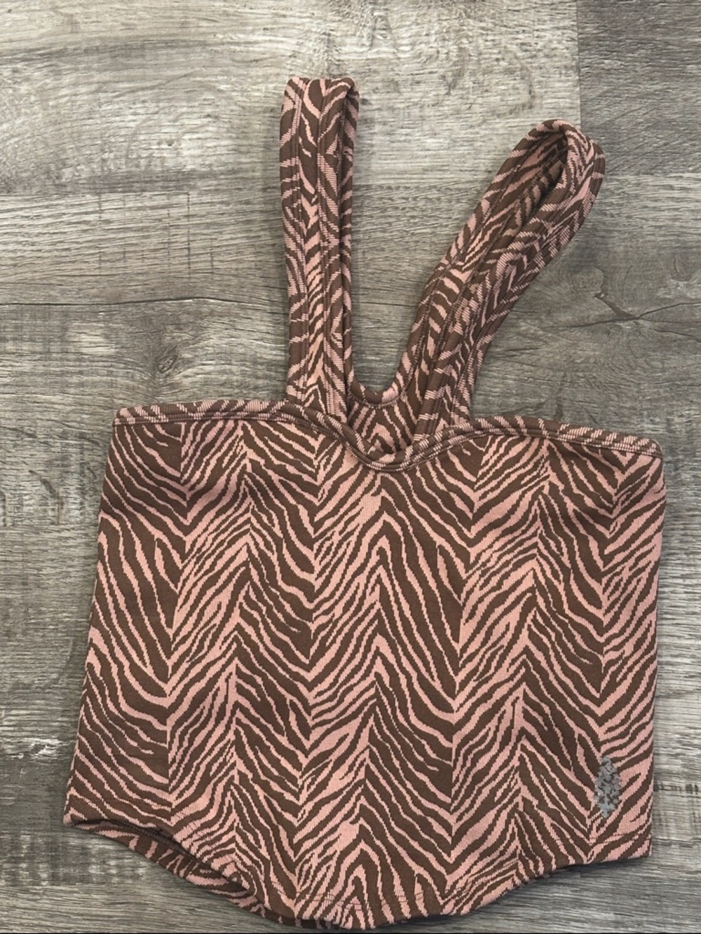 FP Movement‎ by Free People Pink and Brown Zebra Print Tank Top